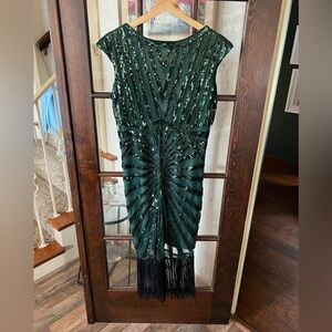 Green twenties style flapper dress